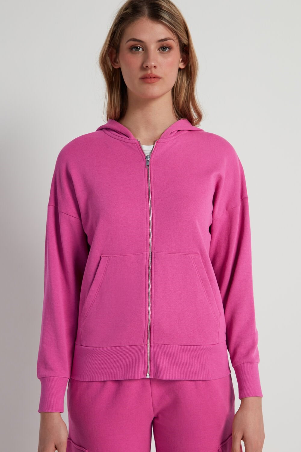 Pink Fuchsia Pink 286v Tezenis Long-Sleeve Zip-Up Hoodie | 526174-SWI