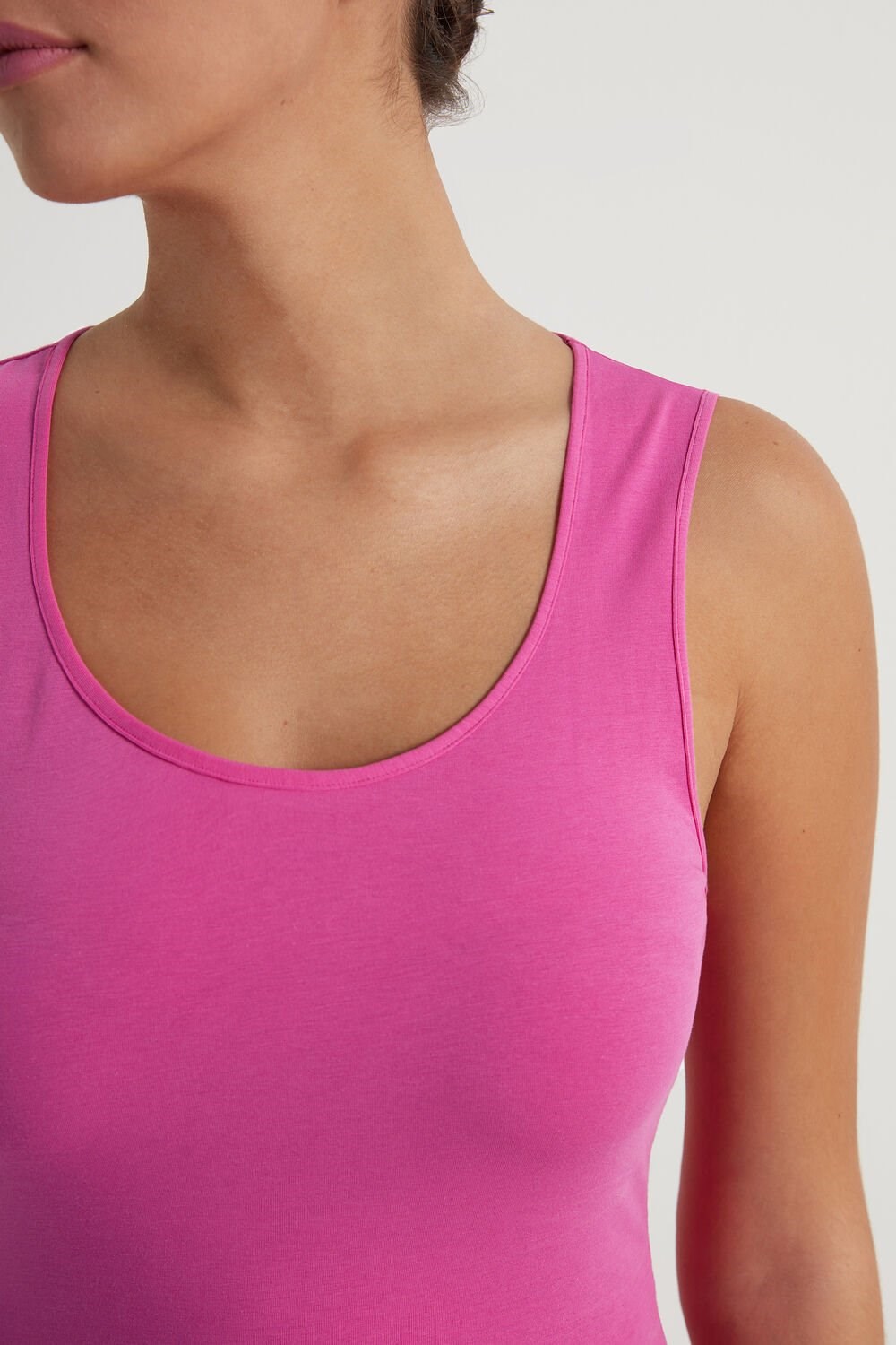 Pink Fuchsia Pink 286v Tezenis Wide-Strap Round-Neck Cotton Camisole | 182905-TYD