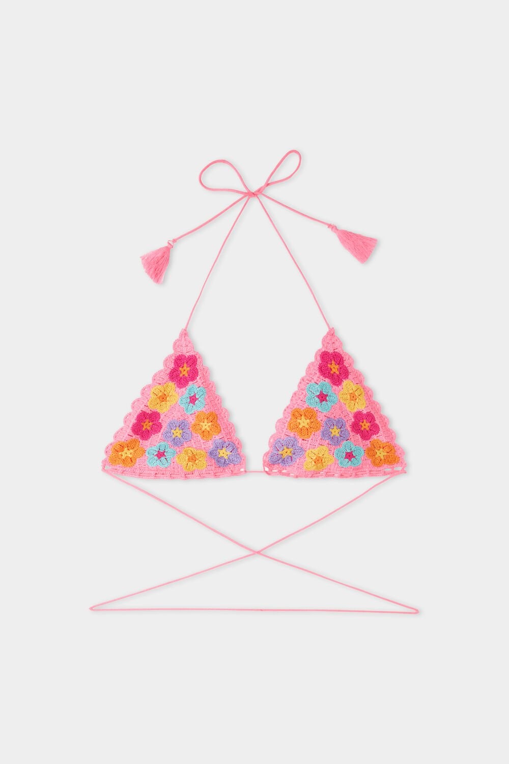 Pink Fuchsia Pop 535v Tezenis Crochet Bouquet Triangle Bikini Top | 621854-JQV