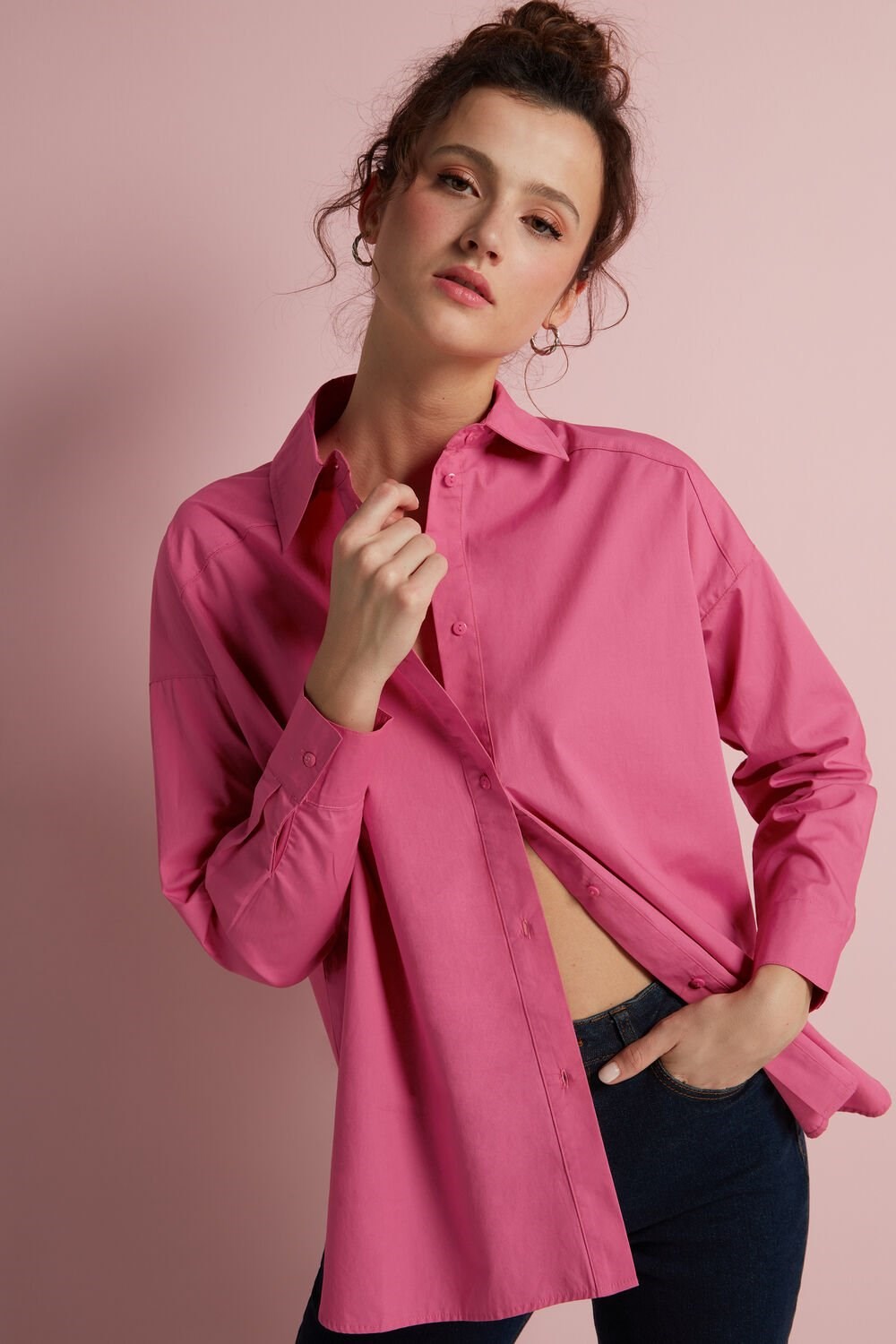 Pink Light Fuchsia 319v Tezenis Long Cotton Cloth Shirt | 267890-IFD