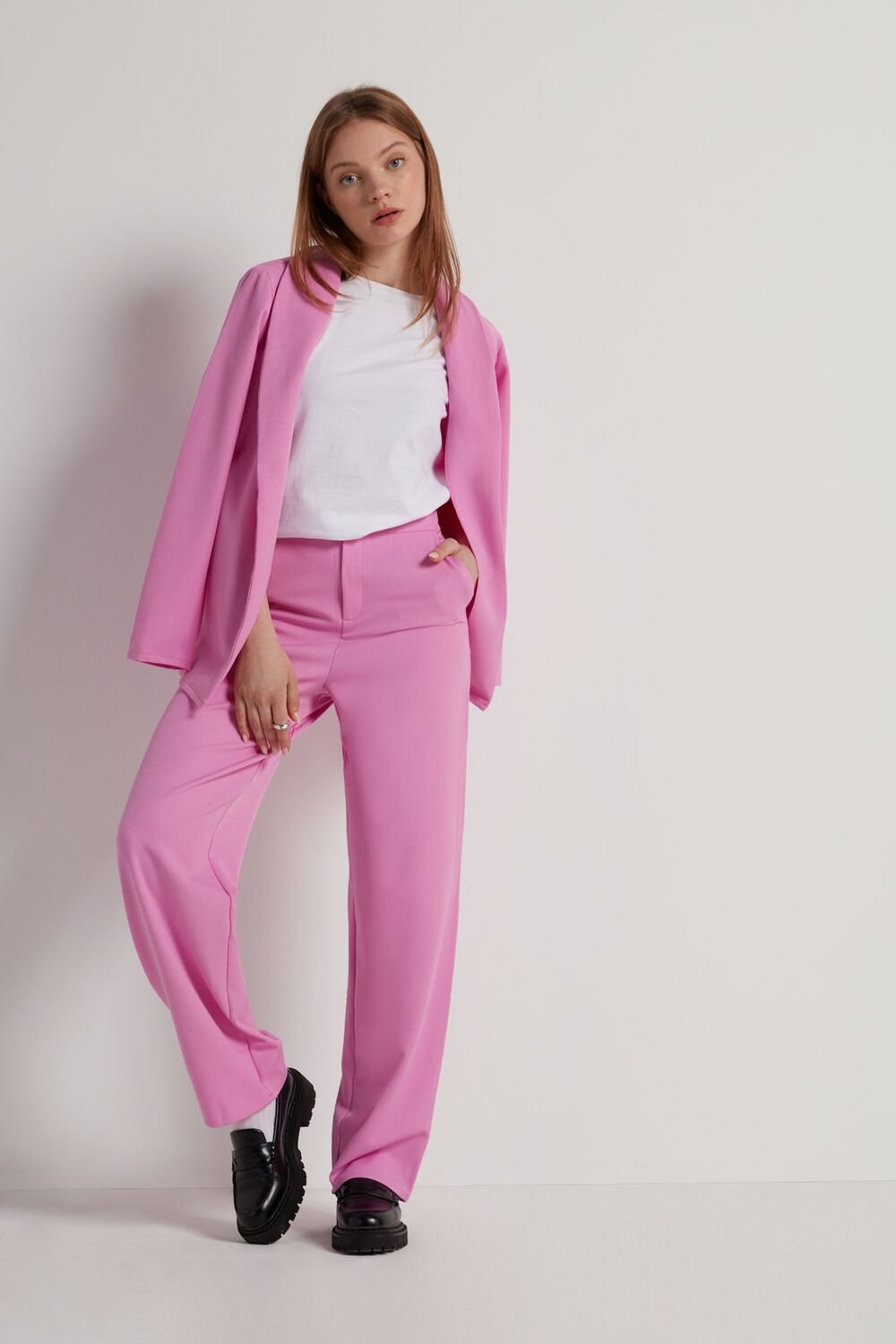 Pink Pink Mallow 287v Tezenis Straight Cloth Pants with Pockets | 763825-QOU