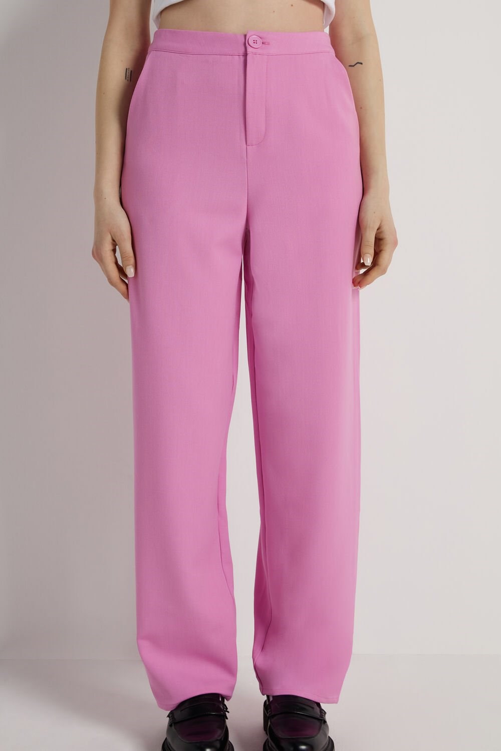 Pink Pink Mallow 287v Tezenis Straight Cloth Pants with Pockets | 763825-QOU