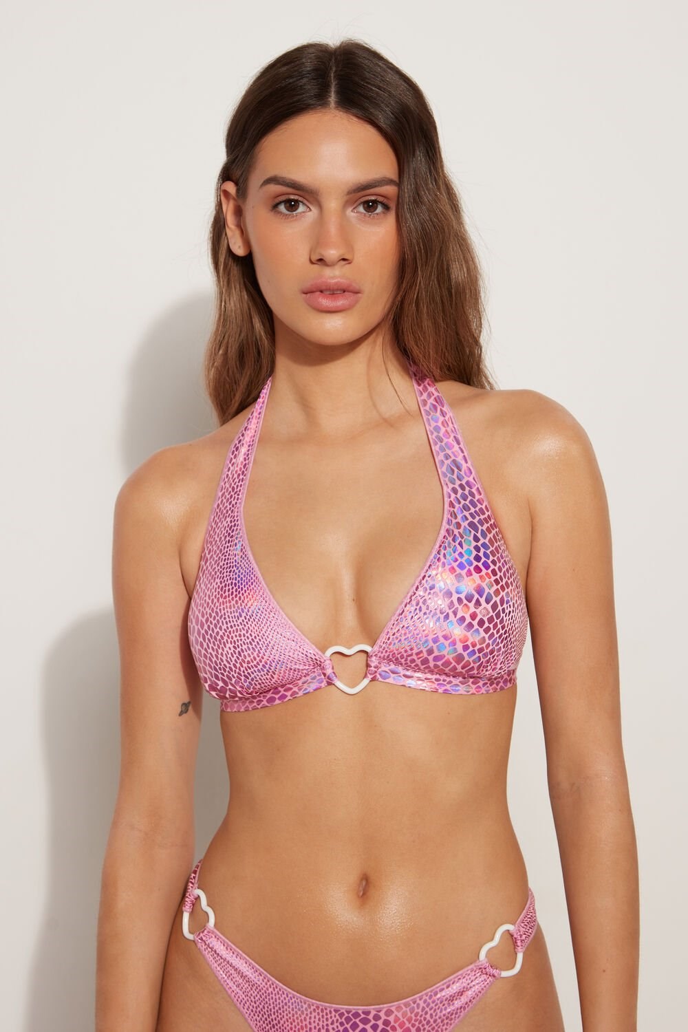 Pink Pink Snake 562v Tezenis Lovely Snake Wide-Strap Triangle Bikini Top | 075168-VFP