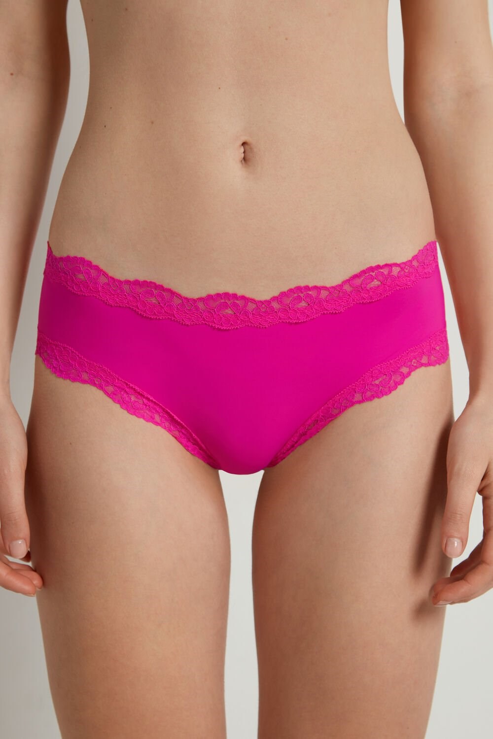 Pink Summer Fuchsia 534v Tezenis Lace and Microfiber Cheeky Hipster | 384061-ONC