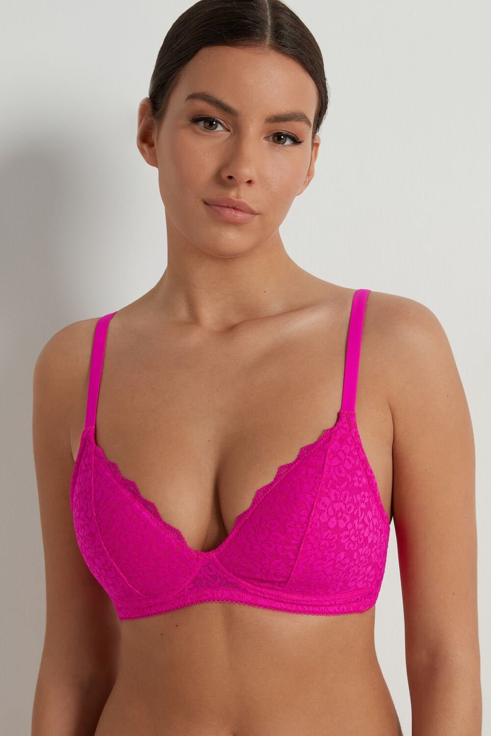 Pink Summer Fuchsia 534v Tezenis Warsaw Lightly Padded Lace Triangle Bra | 829041-NHS