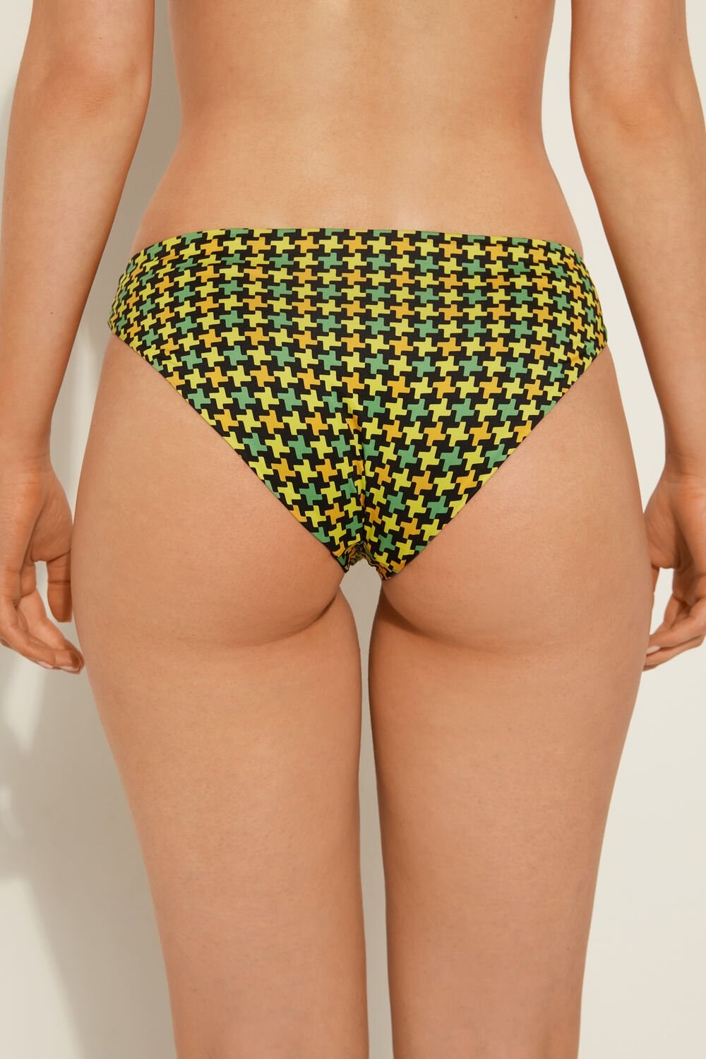 Print Black Houndstooth Print 552v Tezenis Classic Houndstooth Bikini Bottoms | 642135-AZV