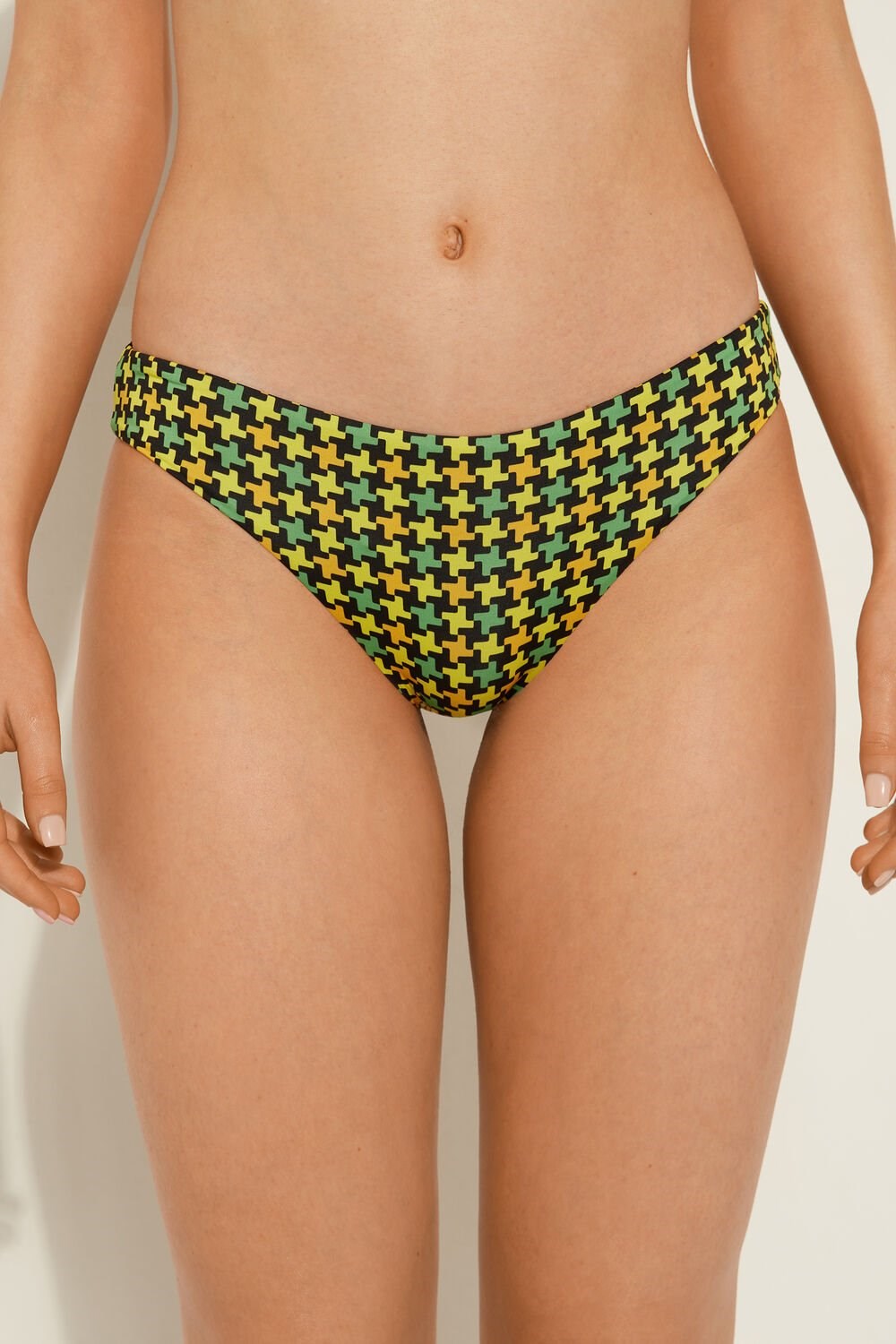 Print Black Houndstooth Print 552v Tezenis Classic Houndstooth Bikini Bottoms | 642135-AZV