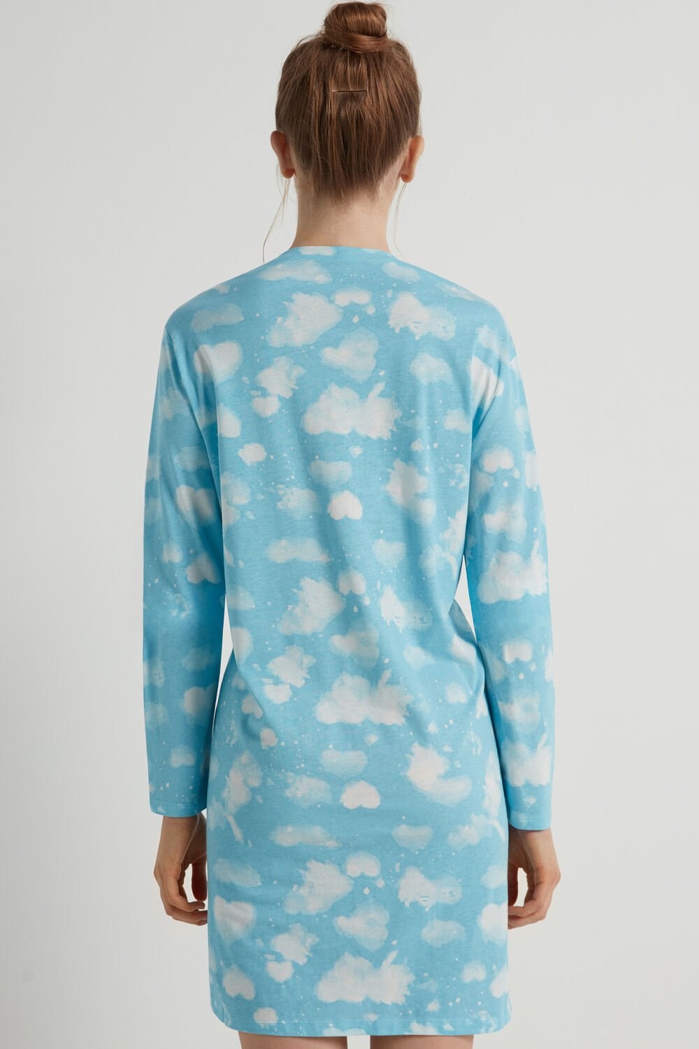 Print Candy Blue Cloud Print 344v Tezenis Cloud Print Long Sleeve Nightgown | 930417-XTH