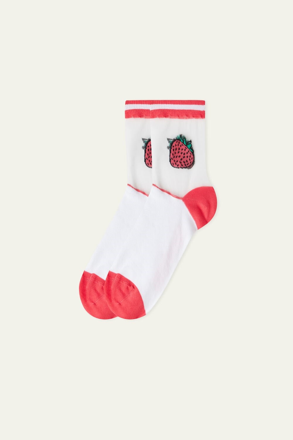 Print Strawberry Red Tulle 498v Tezenis Patterned Cotton Crew Socks | 390517-XTW