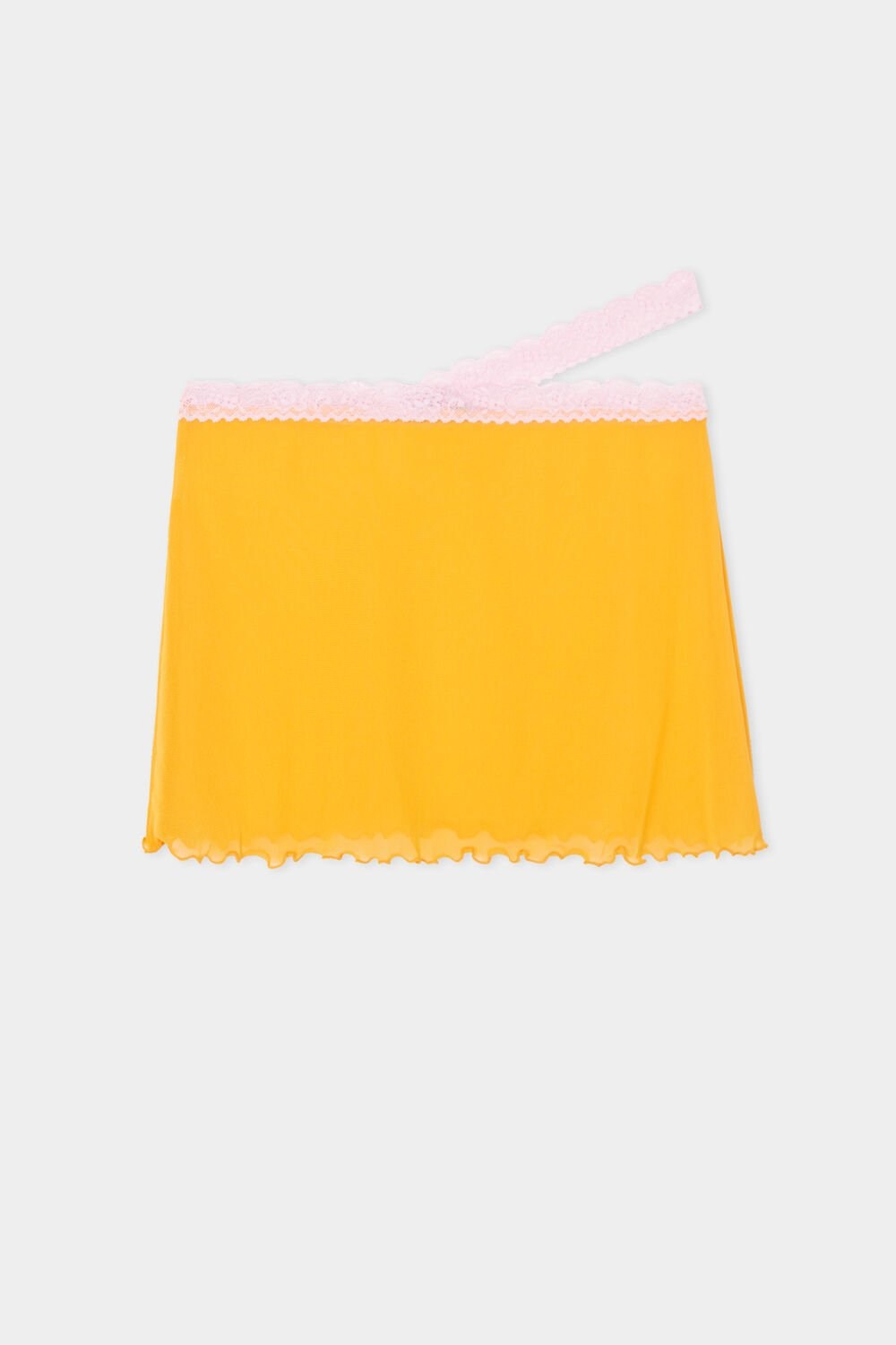 Print Sun Yellow/Lace Pink 699v Tezenis Blush Lace Pareo Mini-Skirt | 507142-VOE