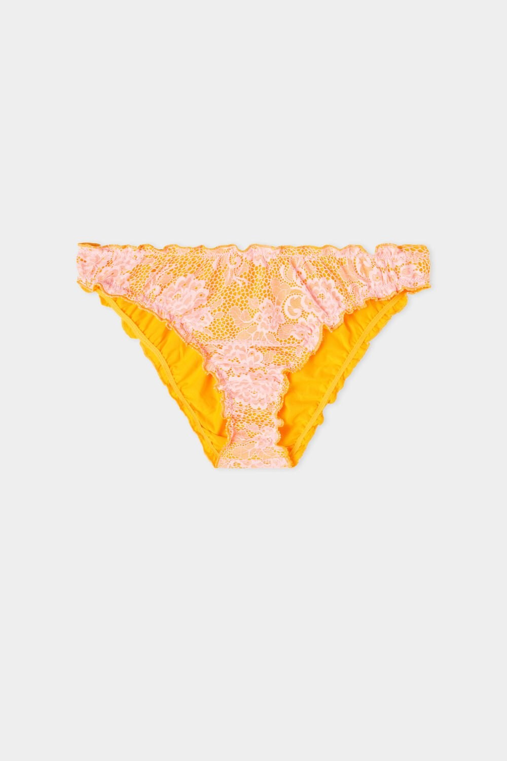 Print Sun Yellow/Lace Pink 699v Tezenis Blush Lace Bikini Bottoms | 560139-XLG