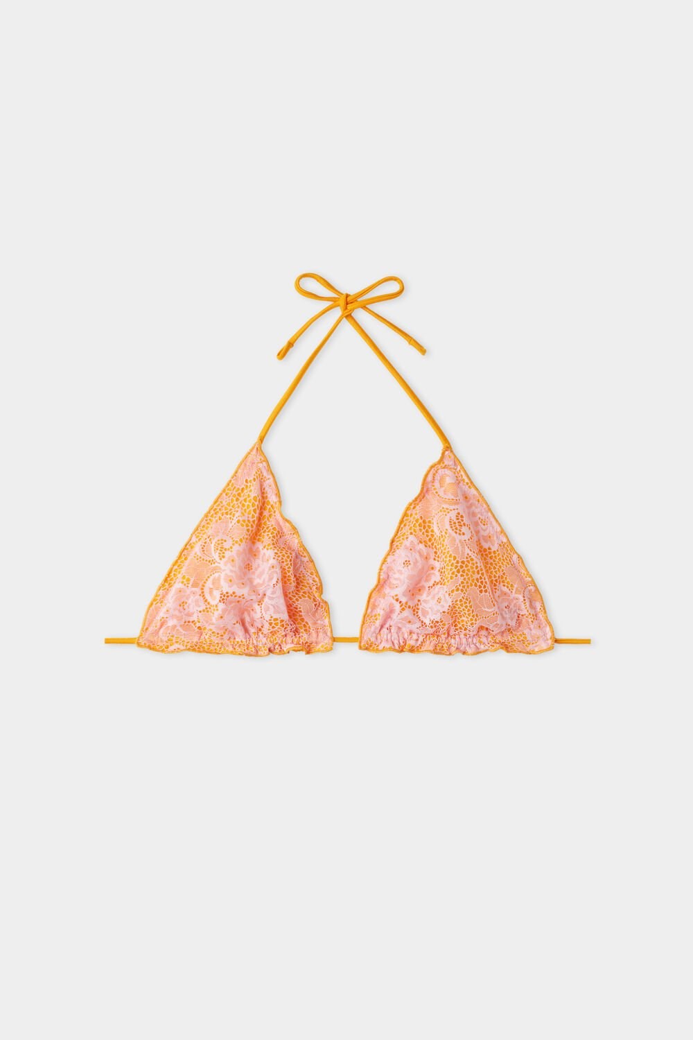 Print Sun Yellow/Lace Pink 699v Tezenis Blush Lace Triangle Bikini Top | 720683-GJO