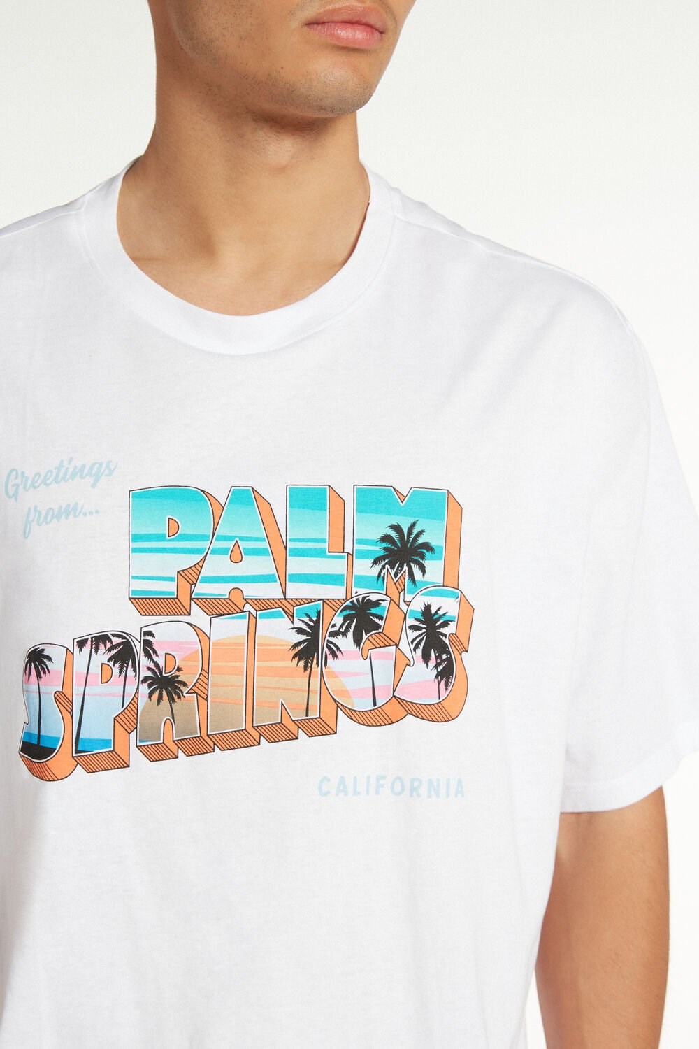 Print White Palm Springs Print 513v Tezenis Oversized Cotton T-Shirt | 359267-SJZ