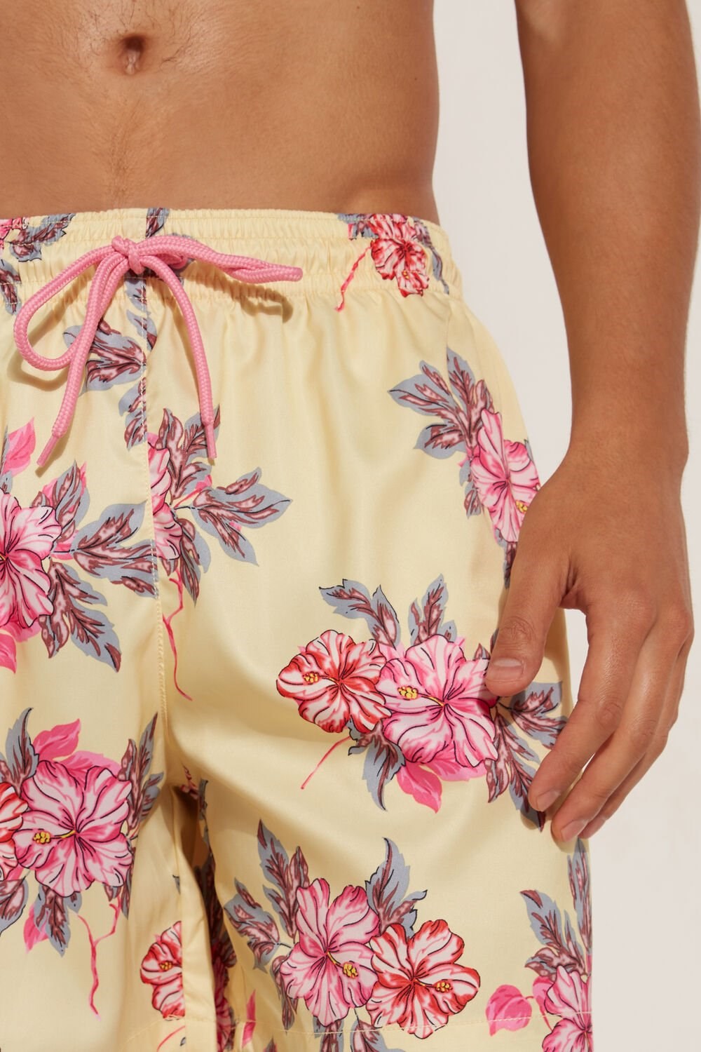 Print Yellow Hibiscus Print 539v Tezenis Printed Swim Trunks | 648917-TWR