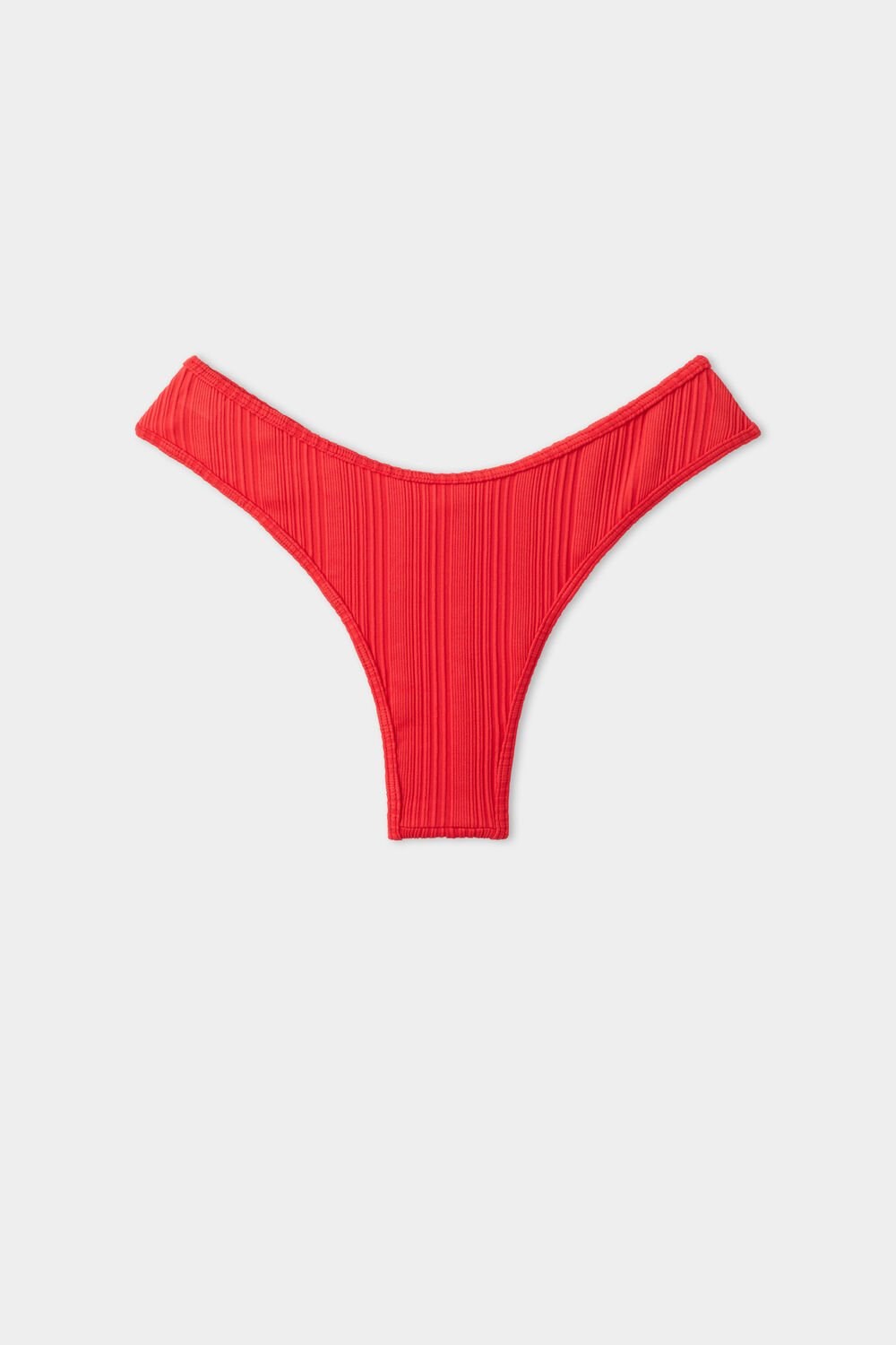 Red New Red 567v Tezenis Red Ribbed Recycled Microfiber High-Cut Brazilian Panties | 087152-IYB