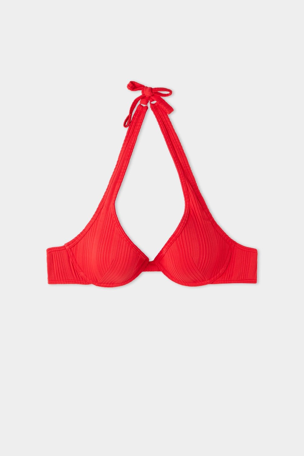 Red New Red 567v Tezenis Red Ribbed Recycled Microfiber Push-Up Bikini Top | 417692-RJK