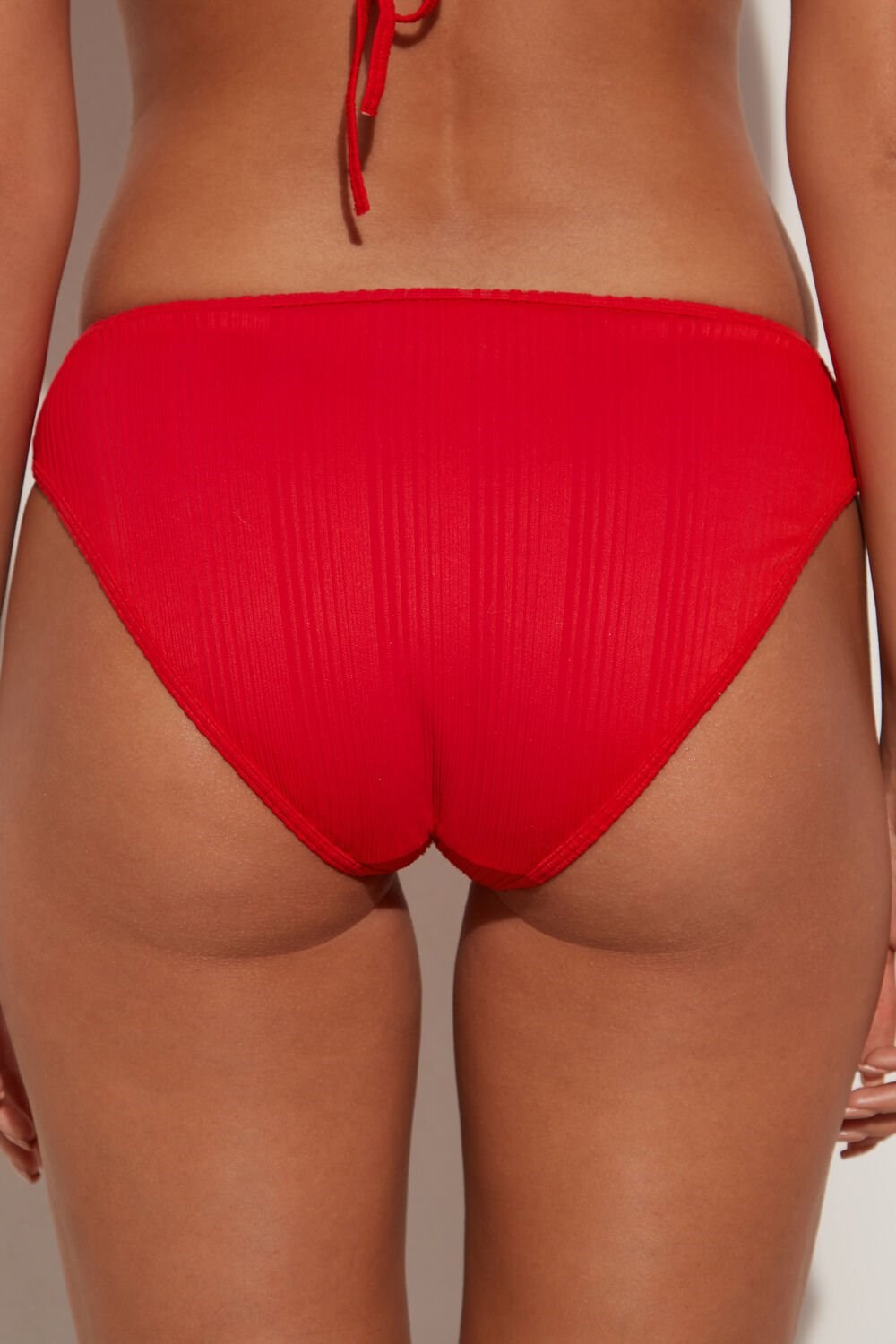 Red New Red 567v Tezenis Red Ribbed Recycled Microfiber Classic Bikini Bottoms | 896504-YCO