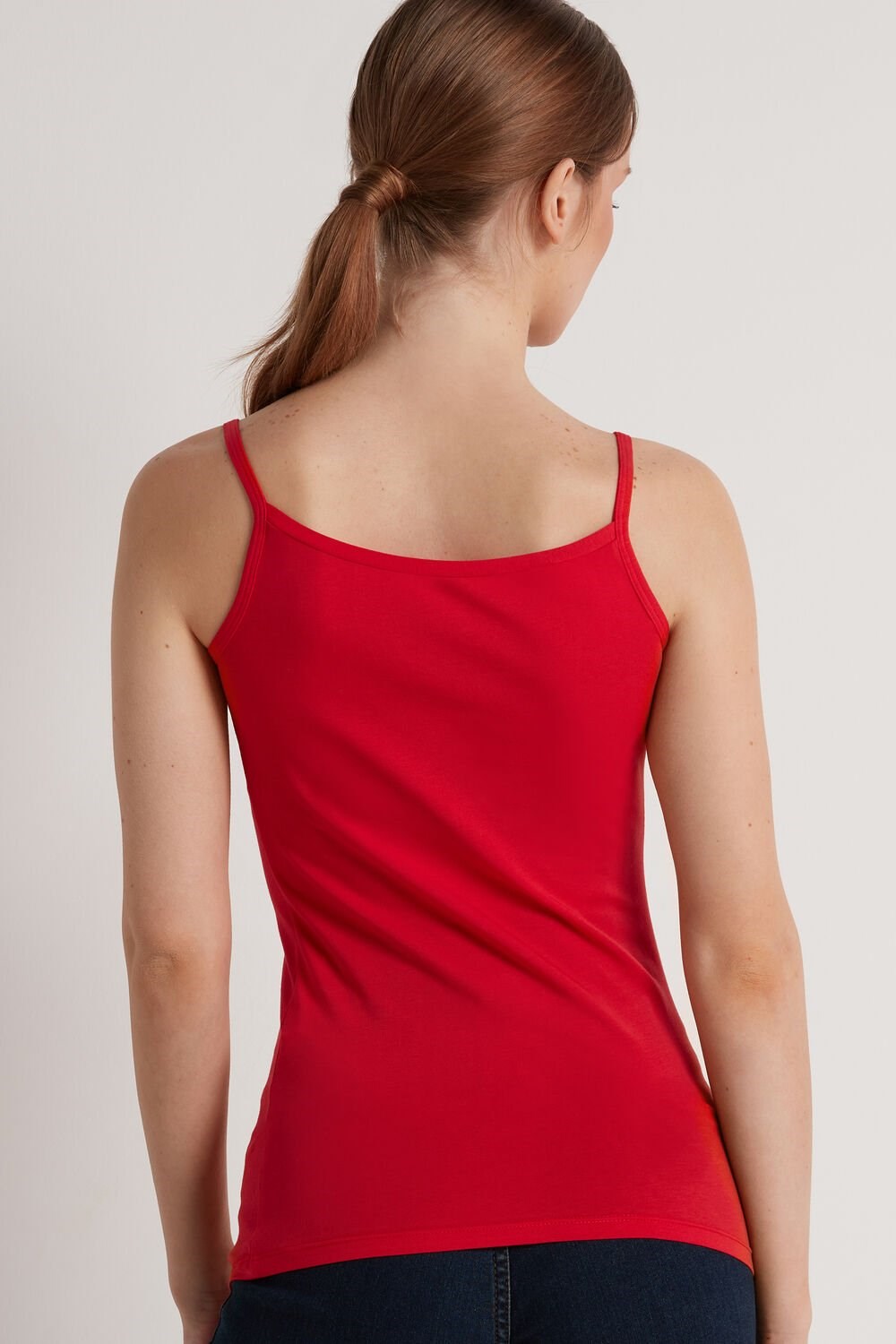 Red New Red 567v Tezenis Round-Neck Stretch Cotton Tank Top | 895703-IZM