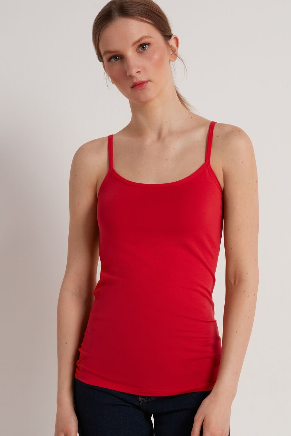 Red New Red 567v Tezenis Round-Neck Stretch Cotton Tank Top | 895703-IZM