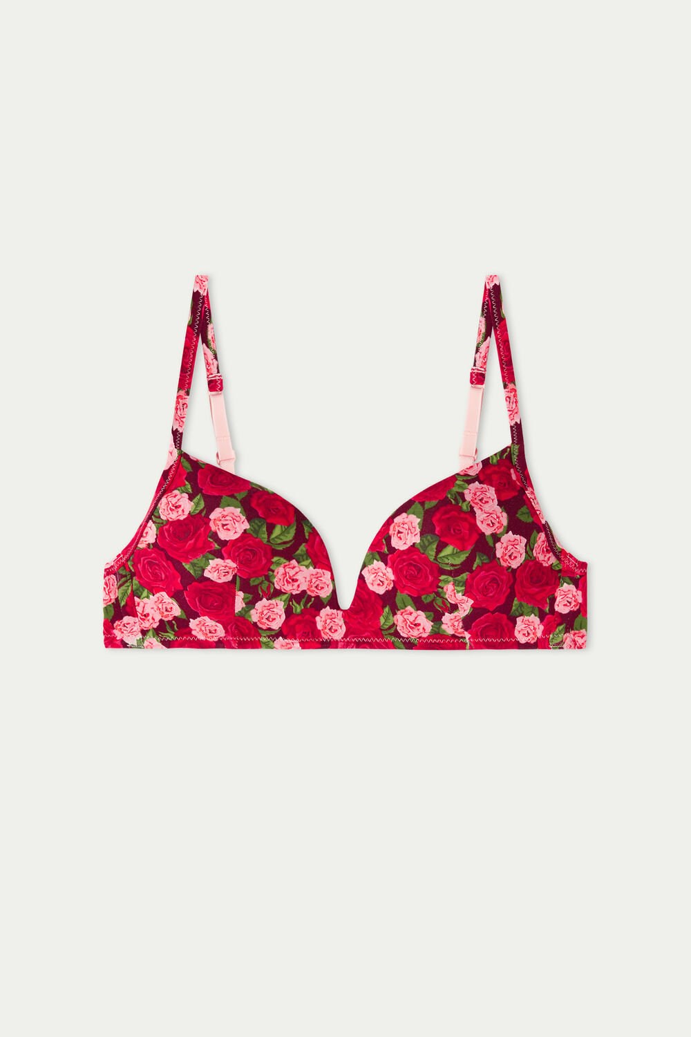 Red Rose Print 300v Tezenis London Bra in Printed Cotton | 613042-KCU