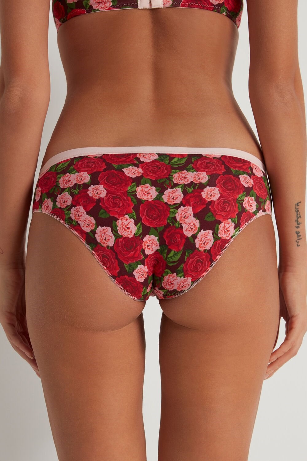 Red Rose Print 300v Tezenis Printed Cotton Panties | 508614-ACN