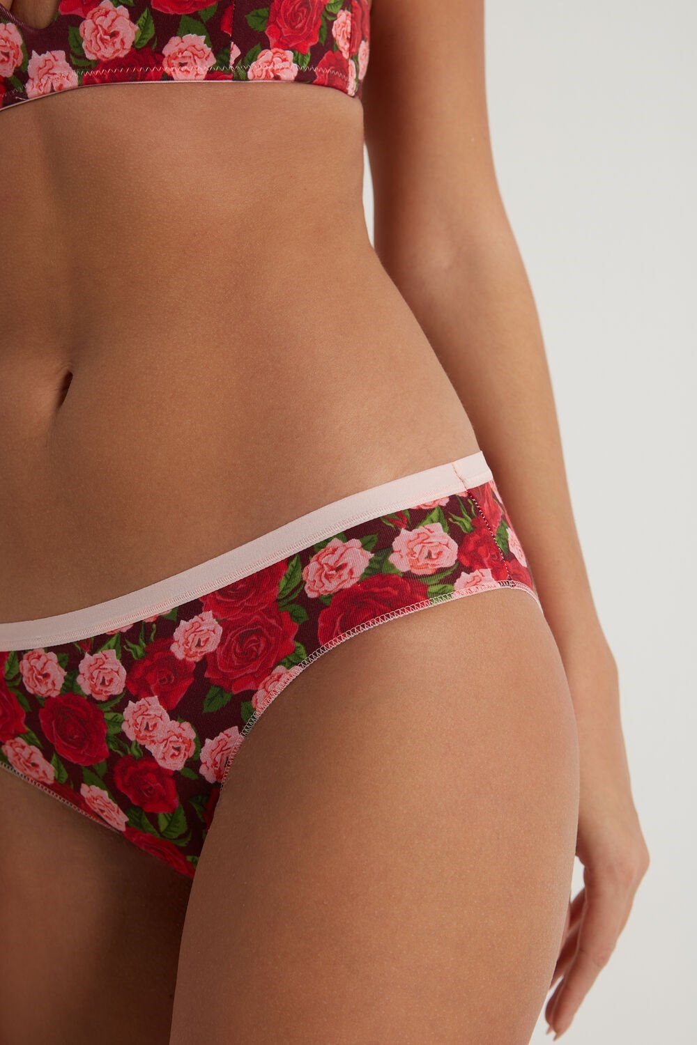 Red Rose Print 300v Tezenis Printed Cotton Panties | 508614-ACN