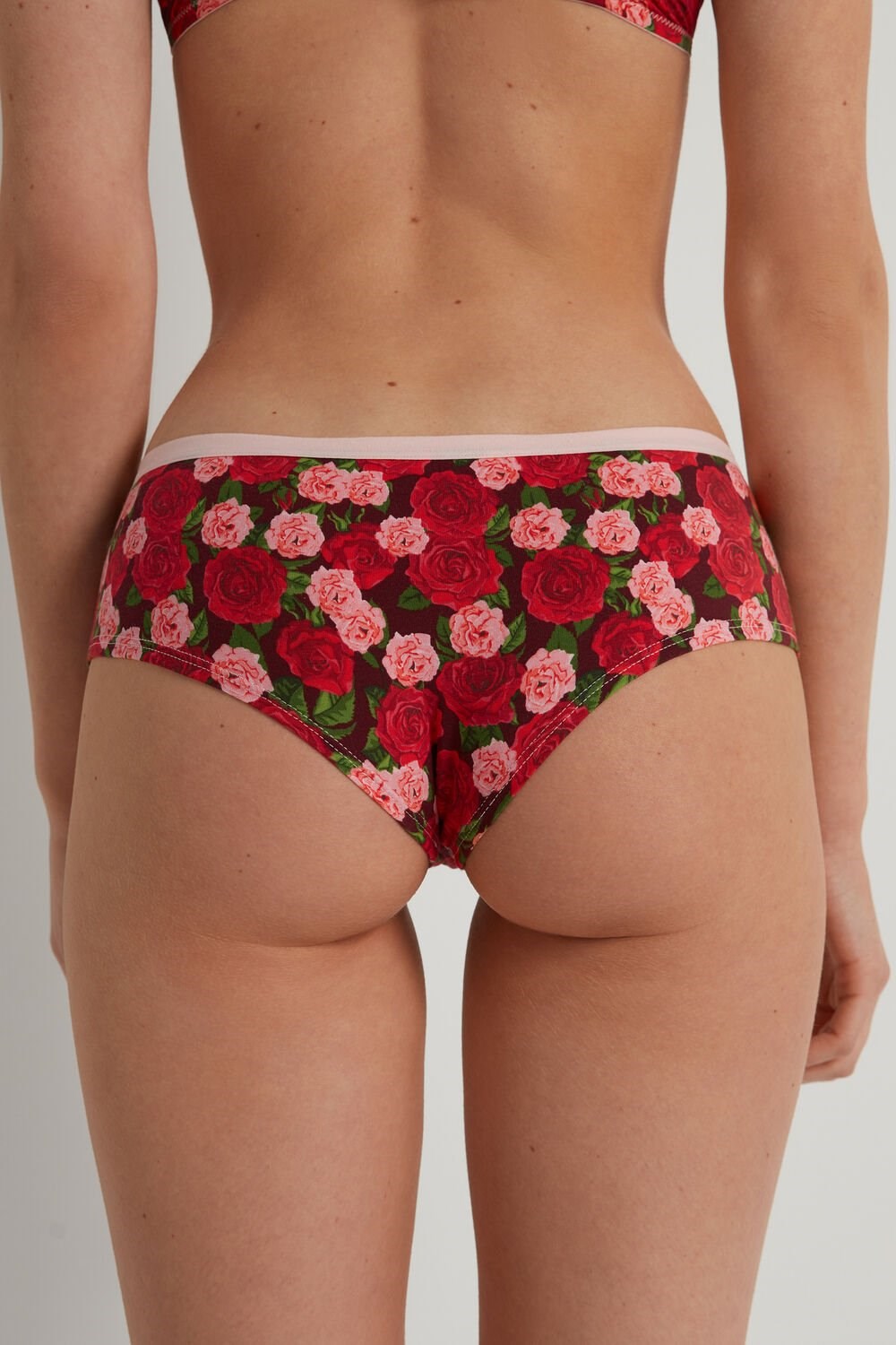 Red Rose Print 300v Tezenis Printed Cotton Boyshorts | 867290-AUM