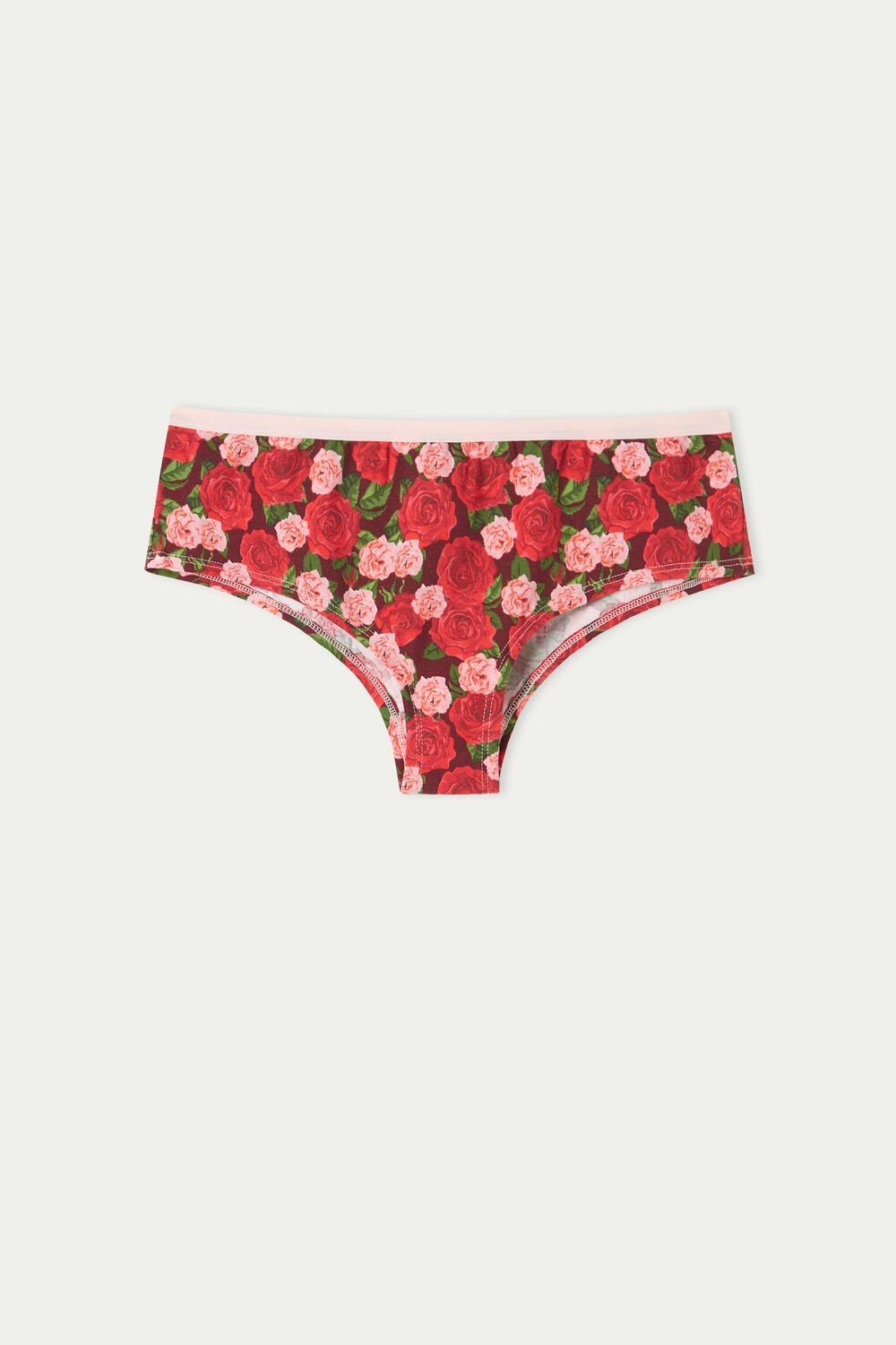 Red Rose Print 300v Tezenis Printed Cotton Boyshorts | 867290-AUM