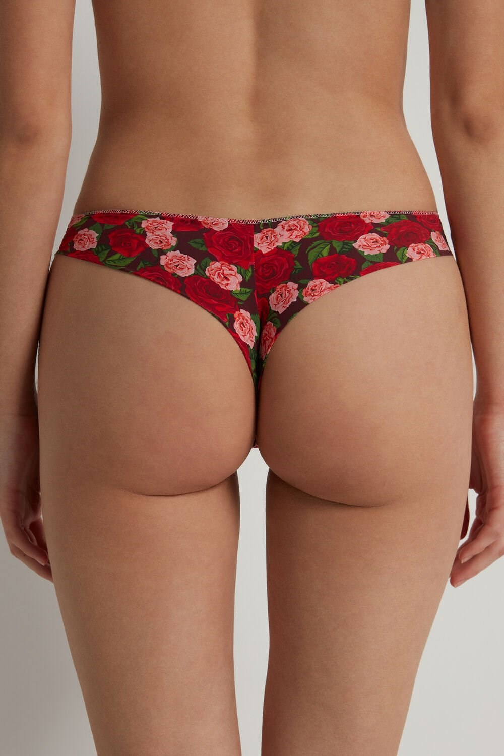 Red Rose Print 300v Tezenis Printed Microfiber Brazilian Panties | 382740-EUL