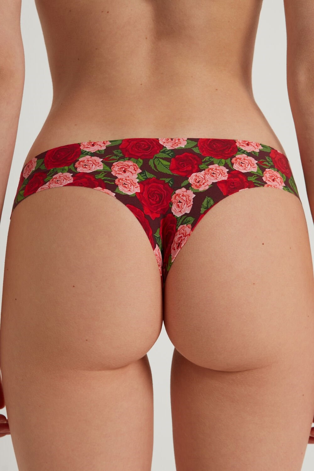 Red Rose Print 300v Tezenis Raw Edge Brazilian Brief in Printed Microfiber | 015792-GAD