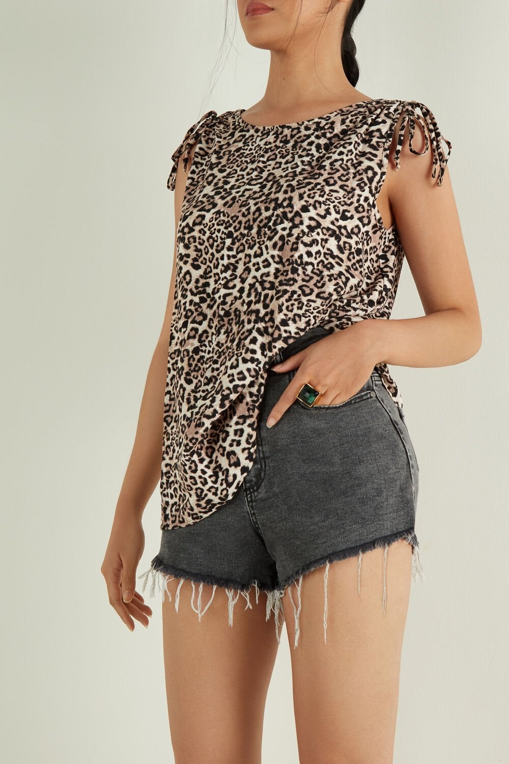 Red Soft Animal Print 852u Tezenis Brushed Cloth Tank Top with Straps | 283650-CIL