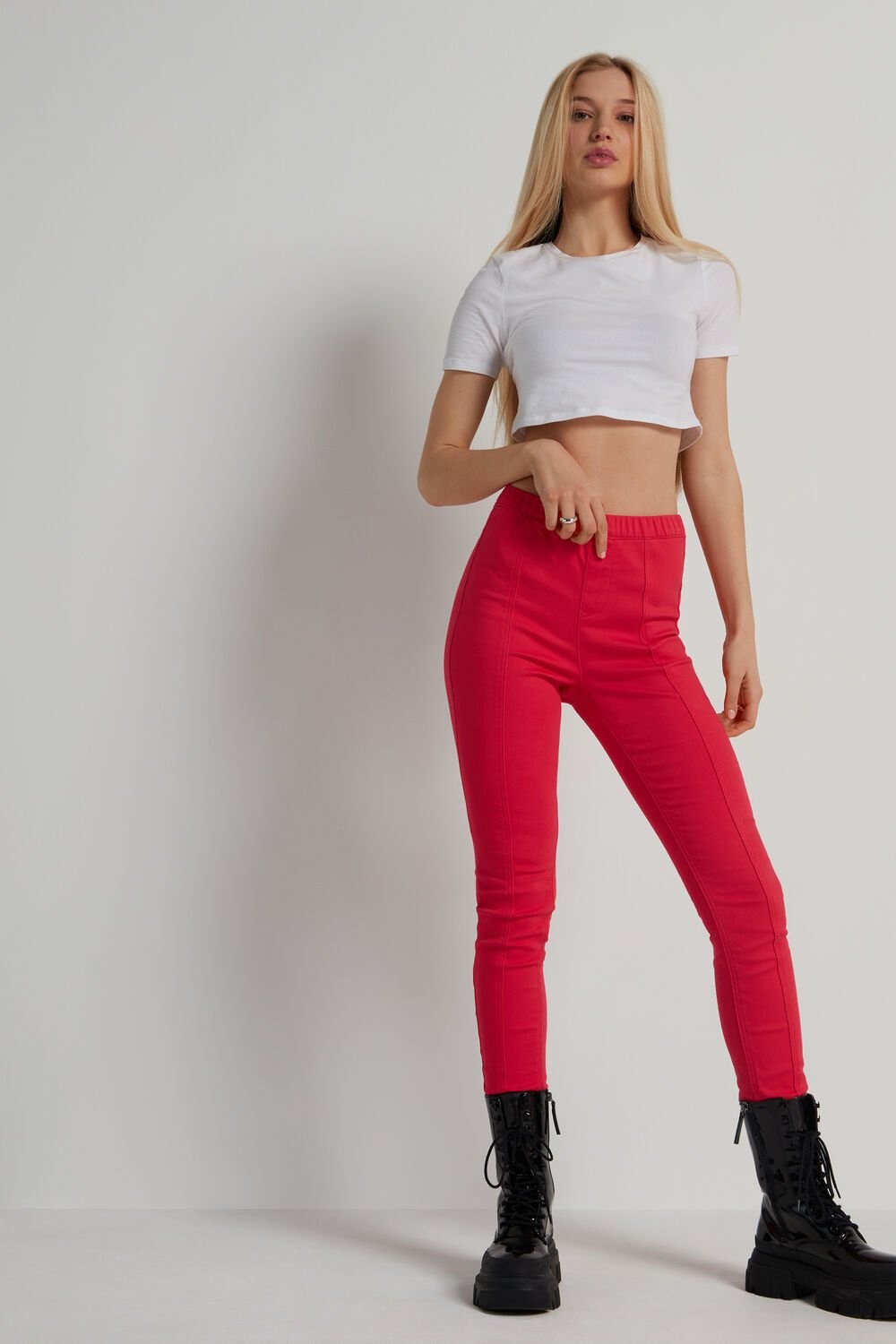 Red Strawberry Red 333v Tezenis High Waist Seamed Leggings | 387692-KVM