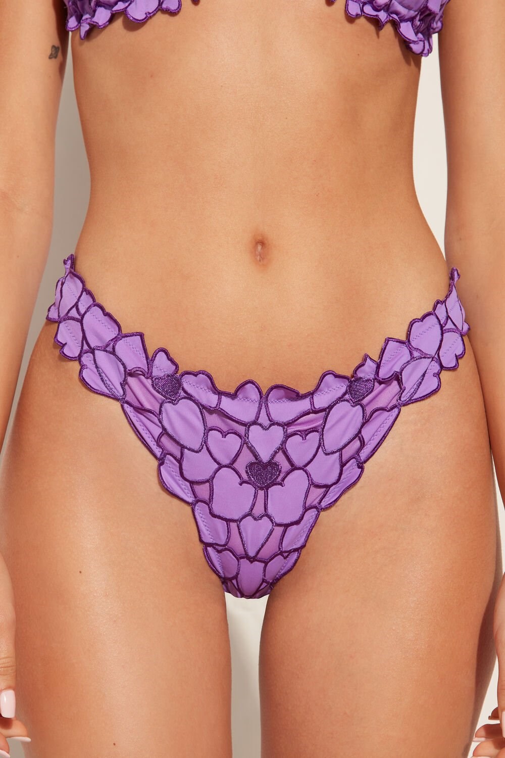 Violet Bright Violet 632v Tezenis Heart Macramè Brazilian Bikini Bottoms | 729316-QIX