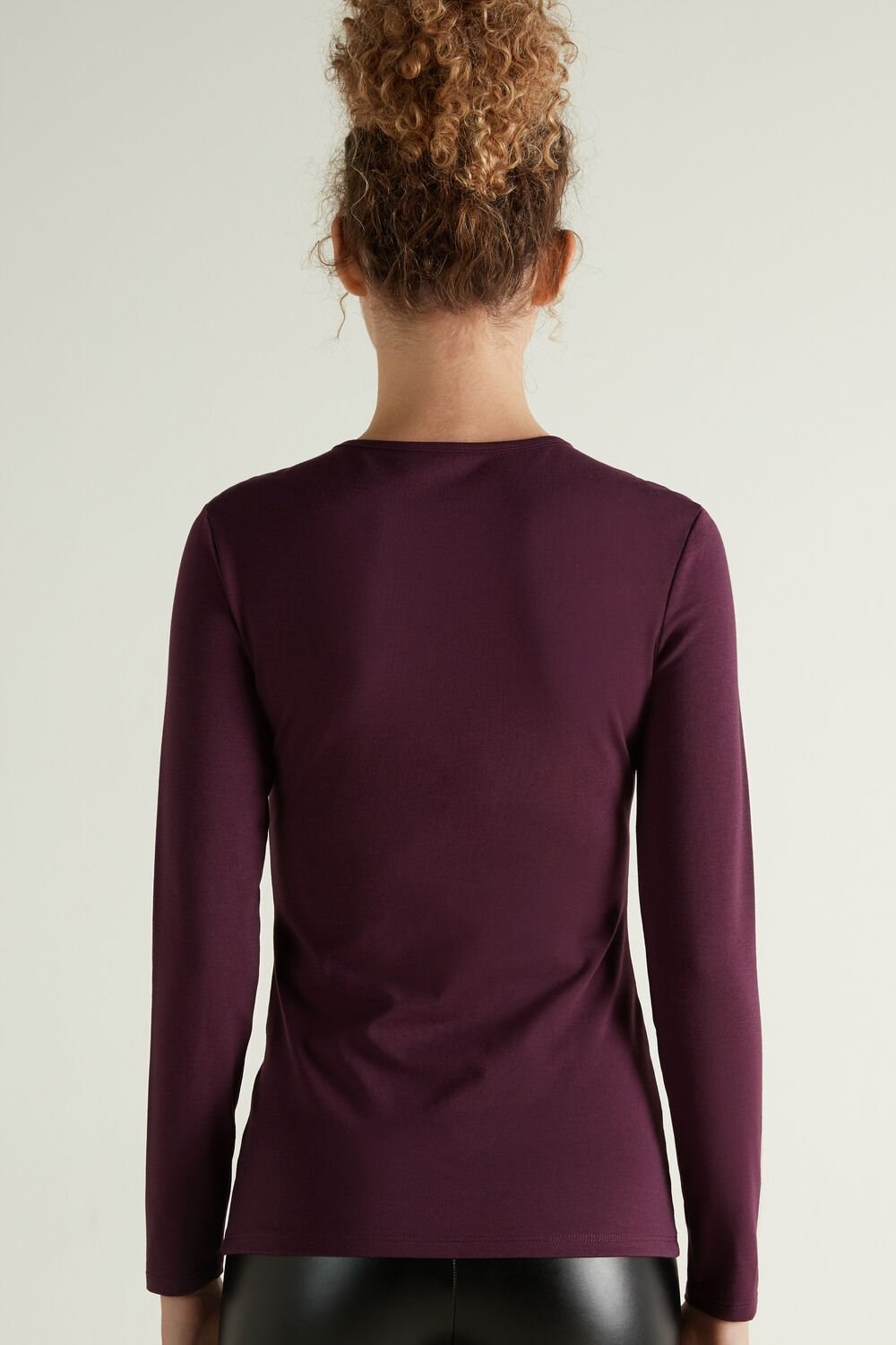 Violet Grape Skin 928u Tezenis Thermal Modal and Cotton Crew-Neck Top | 107986-VBD