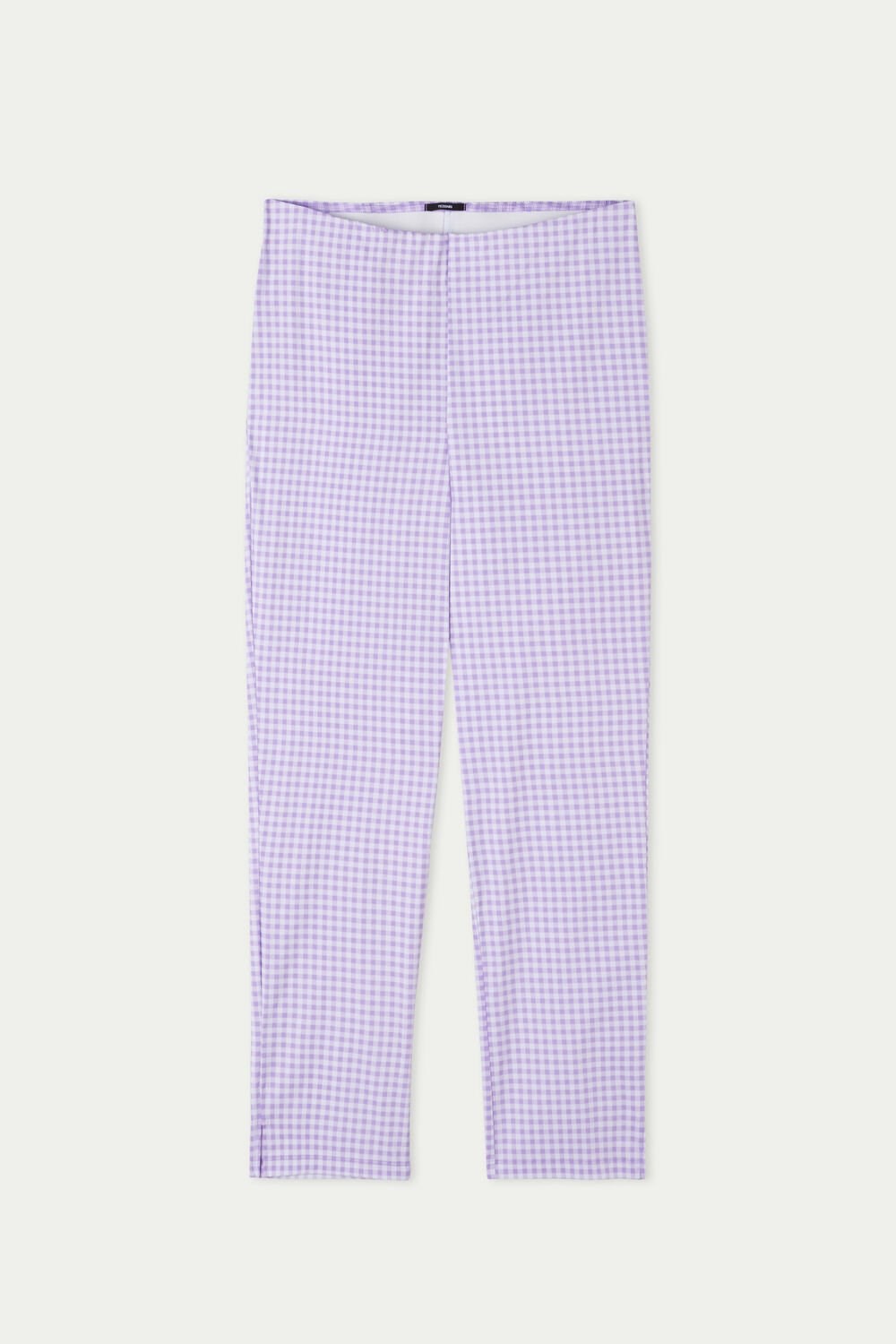 Violet Pastel Lilac Gingham Print 334v Tezenis Printed Capri Leggings | 160389-GJQ