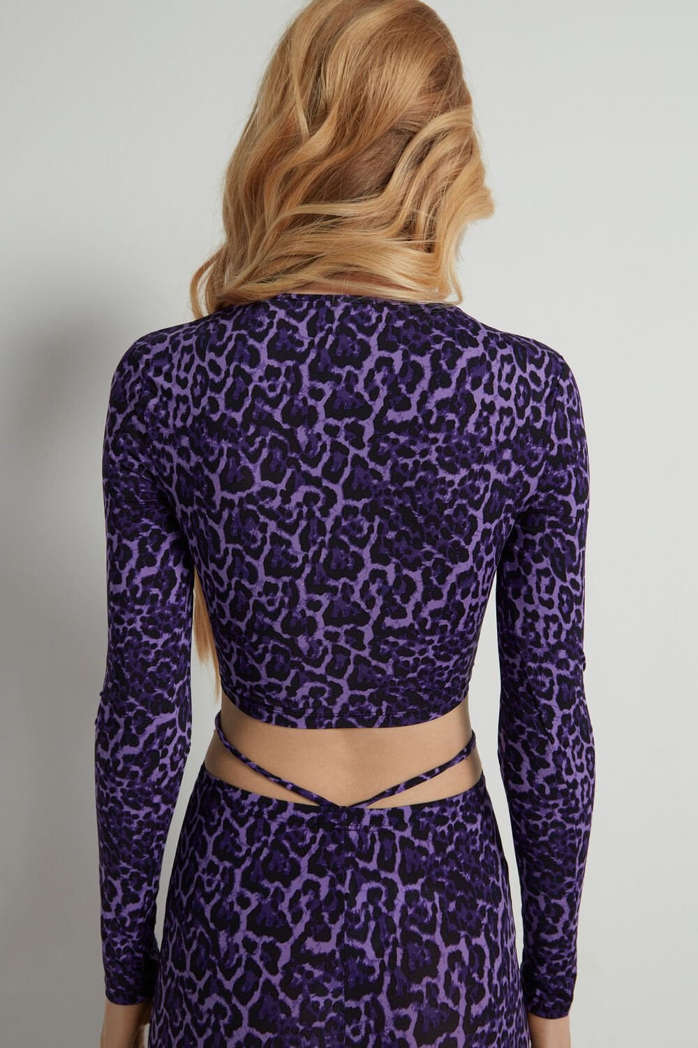 Violet Violet Animal Print 305v Tezenis Cropped Long-Sleeve Criss-Cross Top | 917206-UWR