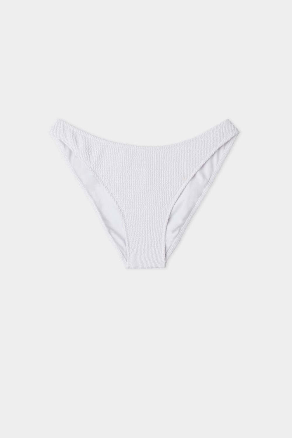 White White 001 Tezenis 3D-Effect High-Cut Rounded Brazilian Bikini Bottoms | 132785-JVD