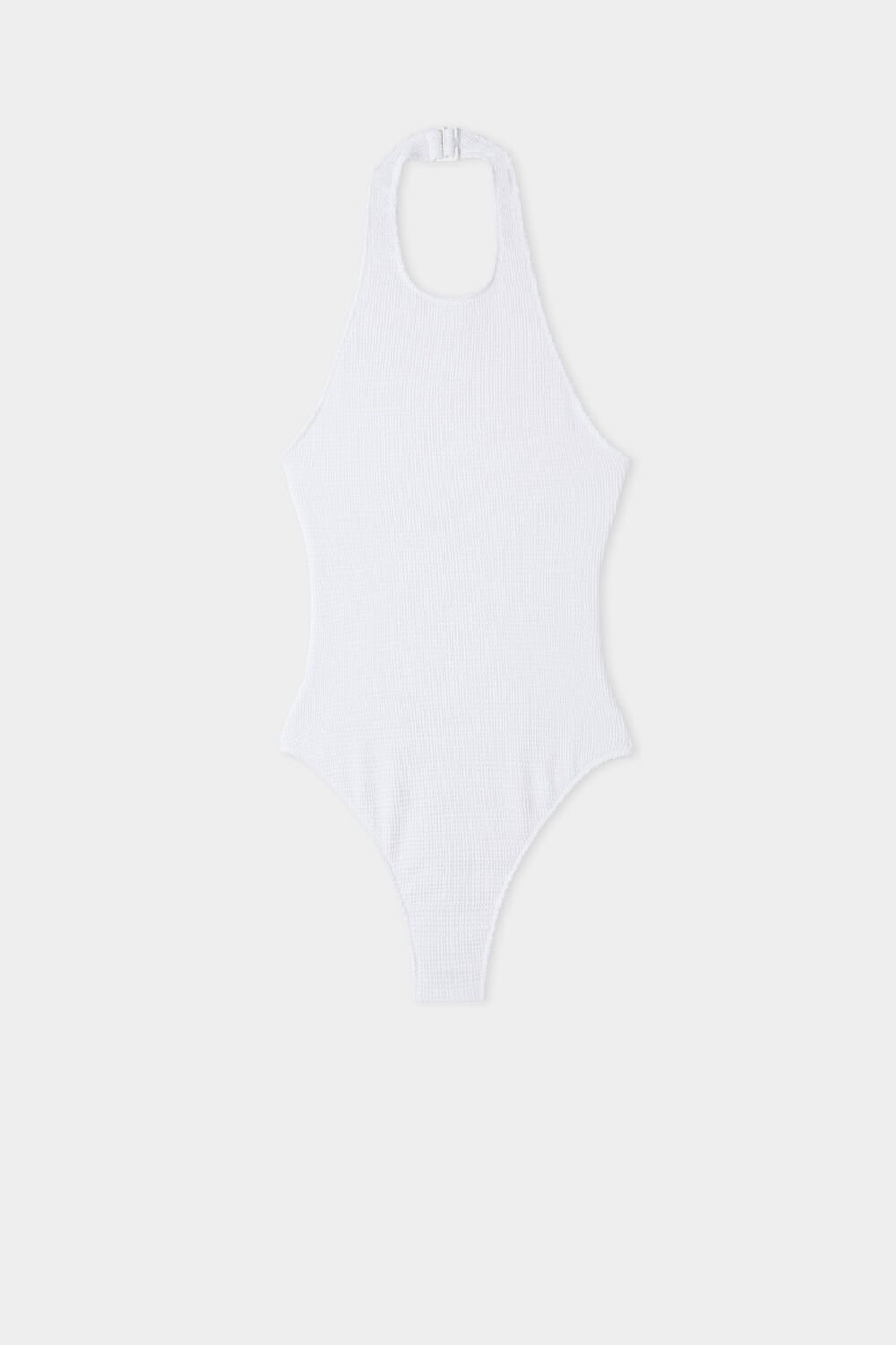 White White 001 Tezenis 3D-Effect One-Piece Halter-Neck Swimsuit | 830956-BHV