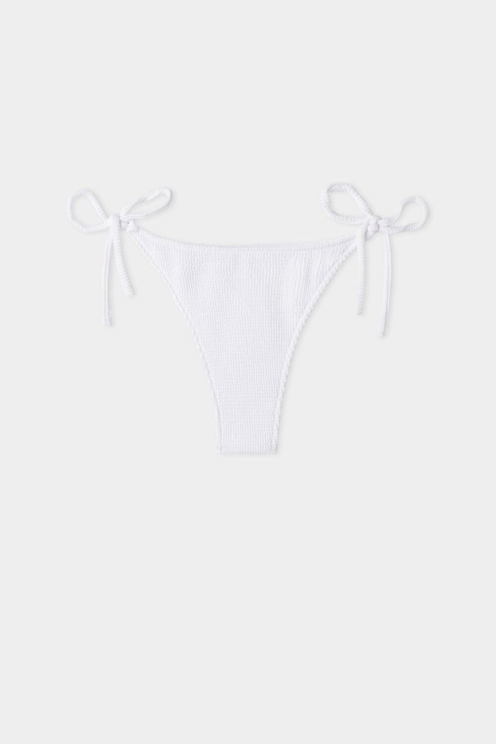 White White 001 Tezenis 3D-Effect String Brazilian Bikini Bottoms | 286751-DZR