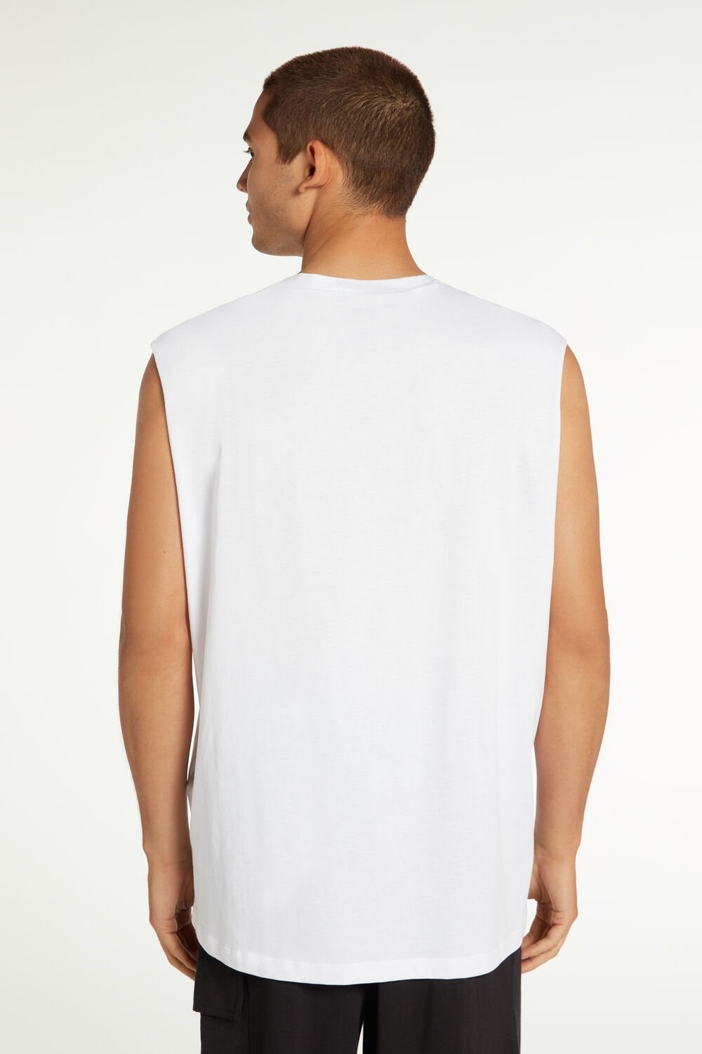 White White 001 Tezenis Cotton Crewneck Tank Top | 074136-RTW