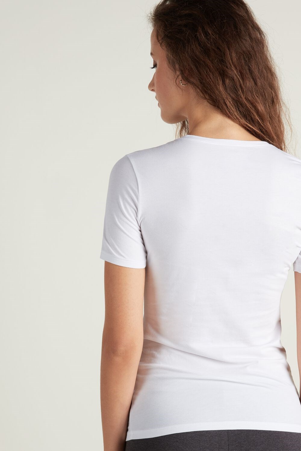 White White 001 Tezenis Crew-Neck Stretch-Cotton T-Shirt | 931026-URB