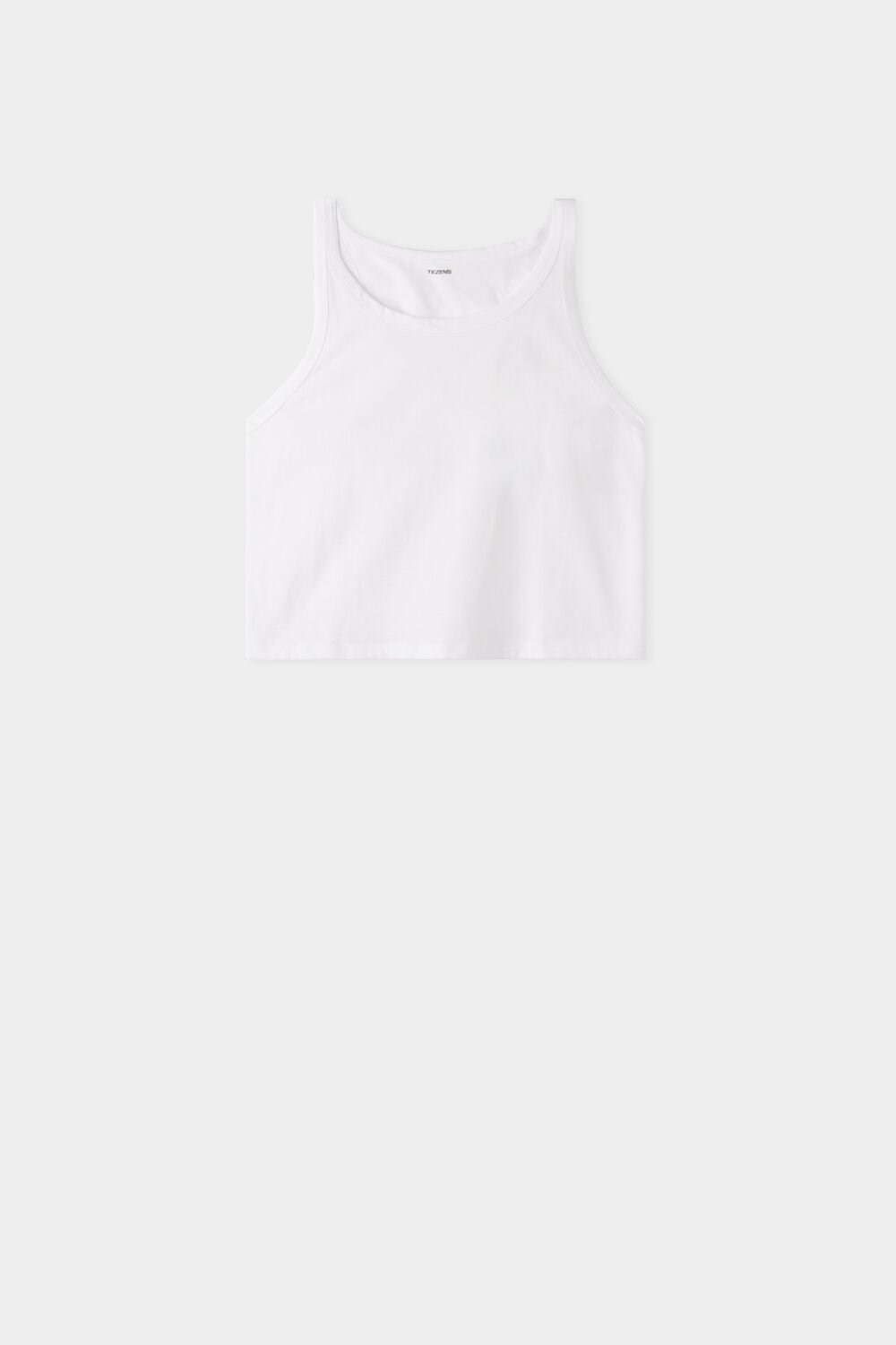 White White 001 Tezenis Cropped Cotton Halter Tank Top | 735486-UYR