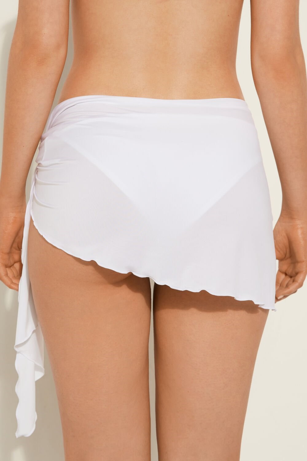 White White 001 Tezenis Crystal Buckle Mini Pareo Skirt | 079432-JOA