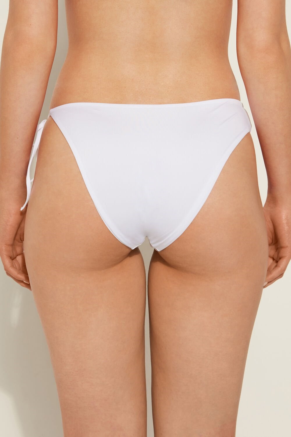 White White 001 Tezenis Crystal Buckle String Bikini Bottoms | 453029-LVT