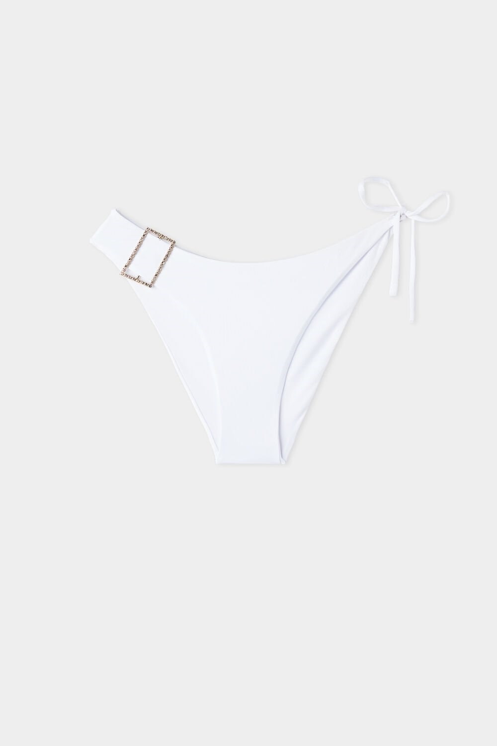 White White 001 Tezenis Crystal Buckle String Bikini Bottoms | 453029-LVT