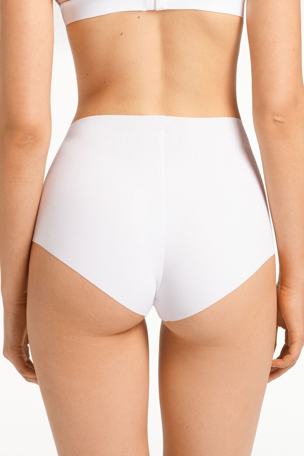 White White 001 Tezenis High-Waisted Raw-Cut Microfiber Hipsters | 235419-NSA