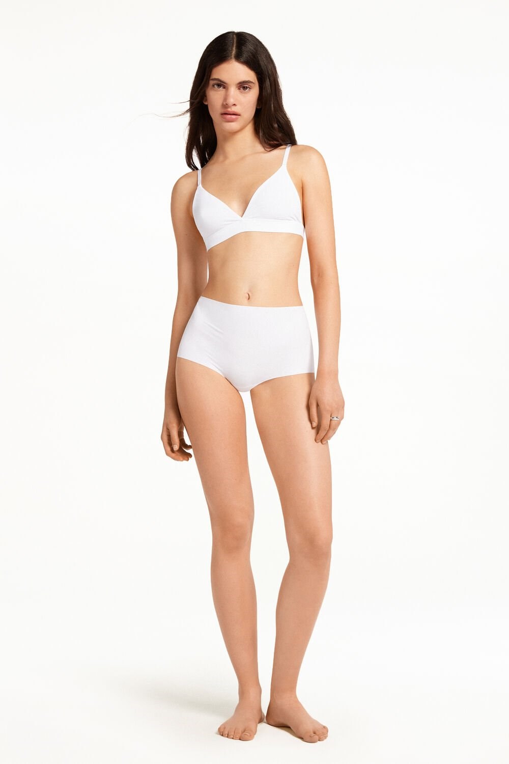 White White 001 Tezenis High-Waisted Raw-Cut Microfiber Hipsters | 235419-NSA