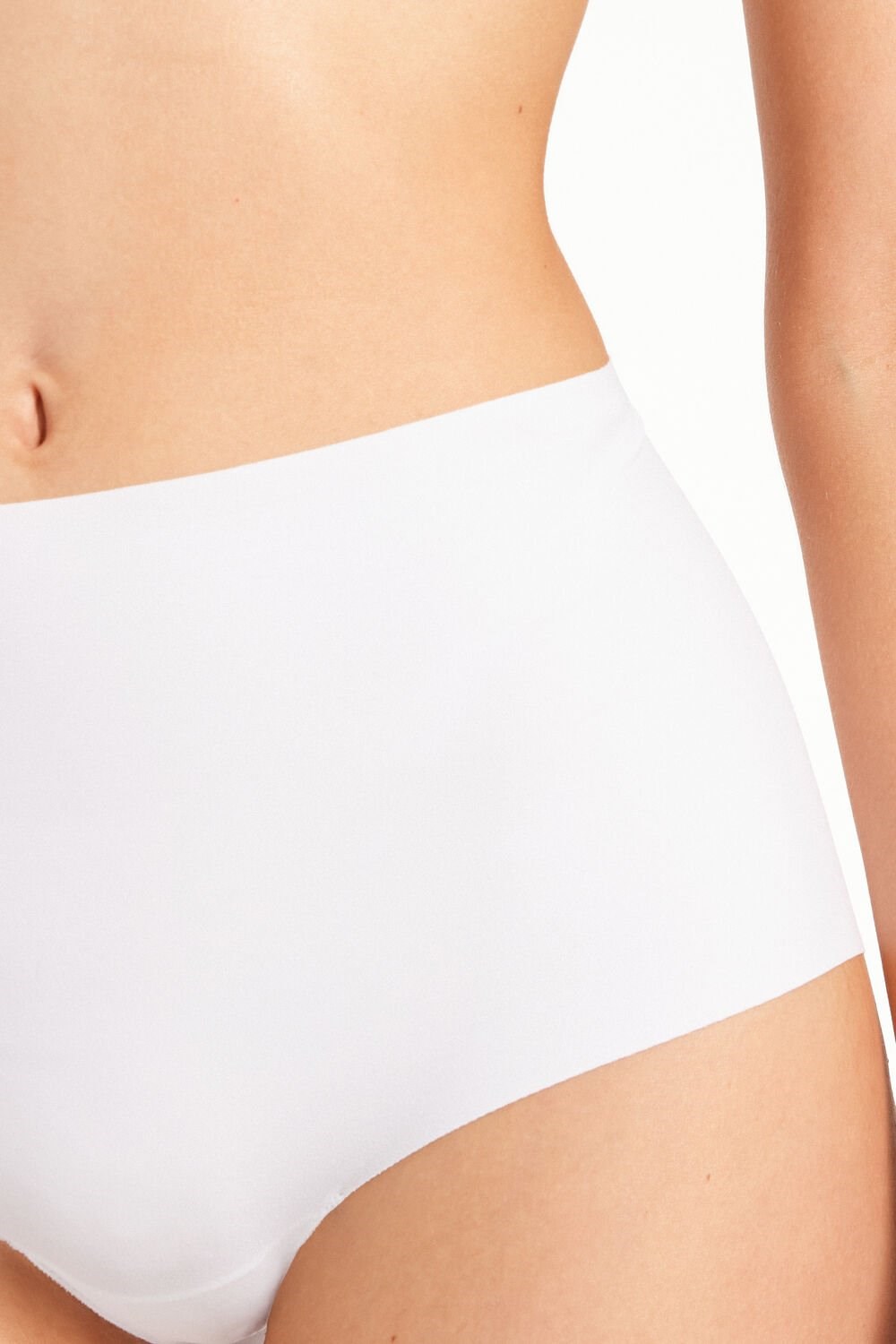 White White 001 Tezenis High-Waisted Raw-Cut Microfiber Hipsters | 235419-NSA