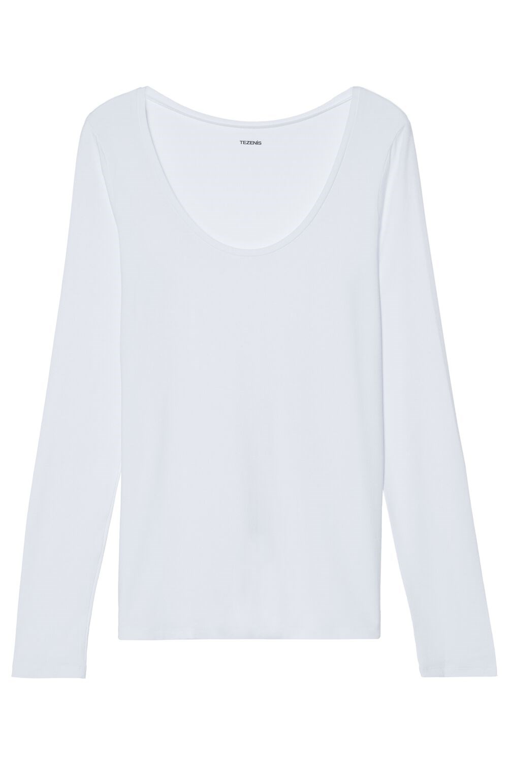 White White 001 Tezenis Long-Sleeve Scoop-Neck Viscose Top | 604329-AZC