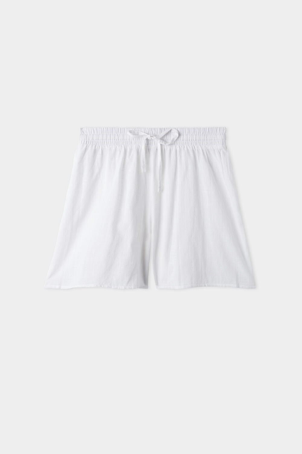 White White 001 Tezenis Loose-Fit Cotton Canvas Shorts | 439215-TQU